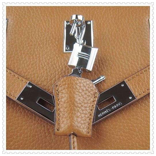 Hermes Jypsiere shoulder bag light coffee with silver hardware - Click Image to Close